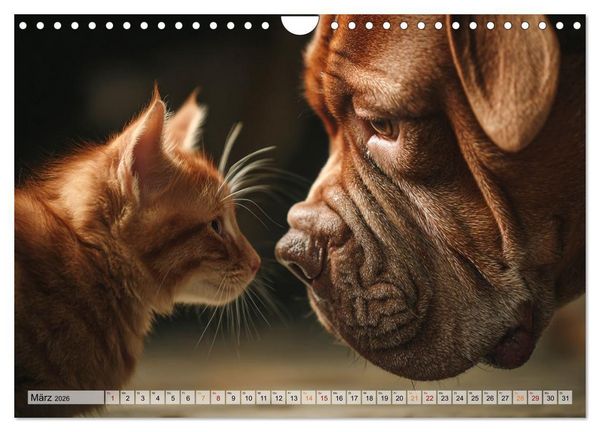 Produktbild: Hund und Katze - Tierische Freunde (Wandkalender 2026 DIN A4 quer), CALVENDO Monatskalender