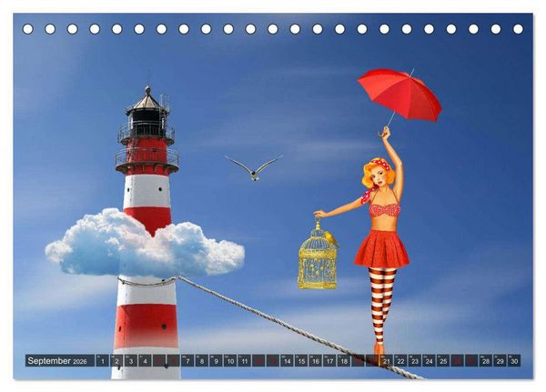 Produktbild: Pin-Up Girls im Retro Style by Mausopardia (Tischkalender 2026 DIN A5 quer), CALVENDO Monatskalender