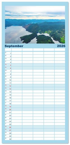 Produktbild: Familienplaner 2026 - Norwegen aus dem Hubschrauber - Luftaufnahmen und Panorama mit 5 Spalten (Wandkalender, 21 x 45 cm) CALVENDO