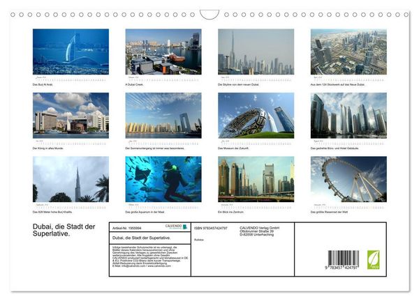 Produktbild: Dubai, die Stadt der Superlative. (Wandkalender 2026 DIN A3 quer), CALVENDO Monatskalender