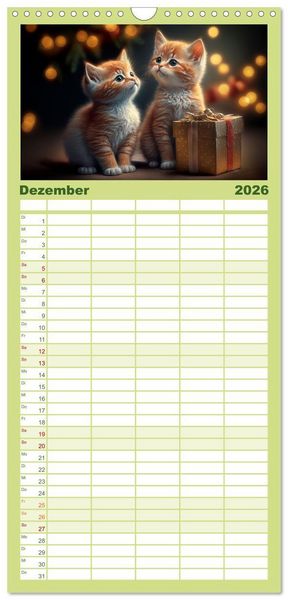 Produktbild: Familienplaner 2026 - Katzen Freunde mit 5 Spalten (Wandkalender, 21 x 45 cm) CALVENDO