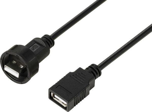 USB 2.0-Kabel mit USB-A-Stecker auf IP67-USB-A-Buchse, 0,5m TC-E13T-MU2-MWA/FU2-NWA-0.5PV-S Wasserdichtes Kunststoffkabel