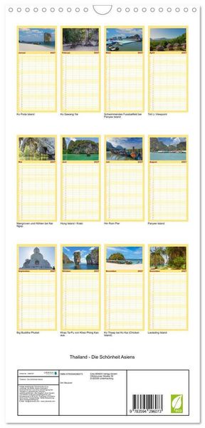 Produktbild: Familienplaner 2027 - Thailand - Die Sch&ouml;nheit Asiens mit 5 Spalten (Wandkalender, 21 x 45 cm) CALVENDO