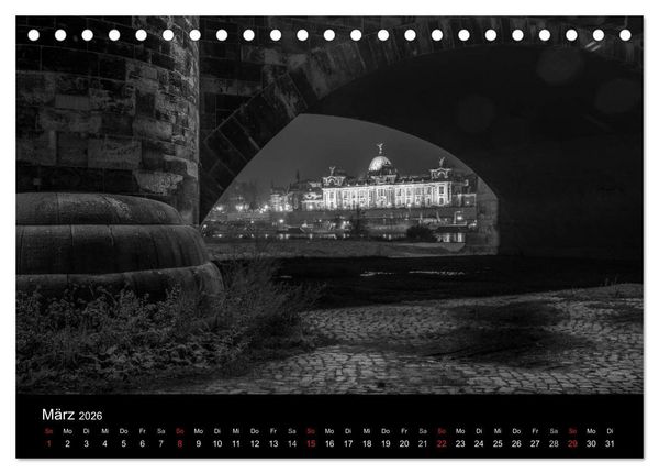 Produktbild: Dresden - Elbflorenz bei Nacht (Tischkalender 2026 DIN A5 quer), CALVENDO Monatskalender