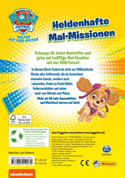 Produktbild: PAW Patrol Kindergartenheft: Heldenhafte Mal-Missionen