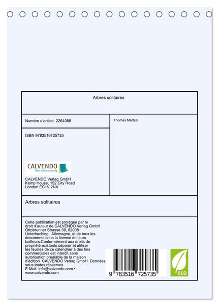 Produktbild: Arbres solitaires (Calendrier de bureau 2026 DIN A5 horizontal), CALVENDO calendrier mensuel