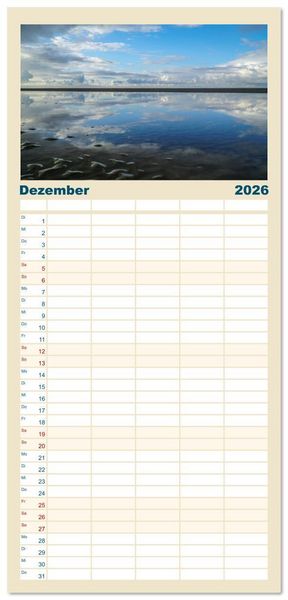 Produktbild: Familienplaner 2026 - Am Strand von Juist mit 5 Spalten (Wandkalender, 21 x 45 cm) CALVENDO