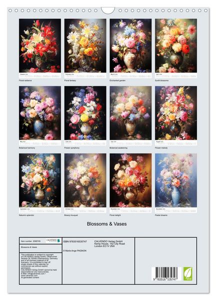 Produktbild: Blossoms & Vases (Wall Calendar 2026 DIN A3 portrait), CALVENDO 12 Month Wall Calendar