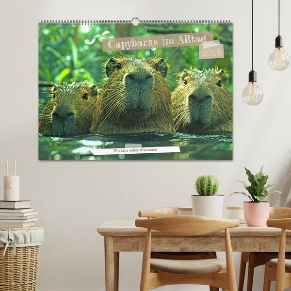Produktbild: Capybaras im Alltag - Ein Jahr voller Abenteuer (Wandkalender 2026 DIN A2 quer), CALVENDO Monatskalender