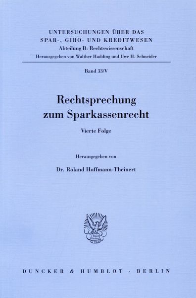 Produktbild: Rechtsprechung zum Sparkassenrecht.