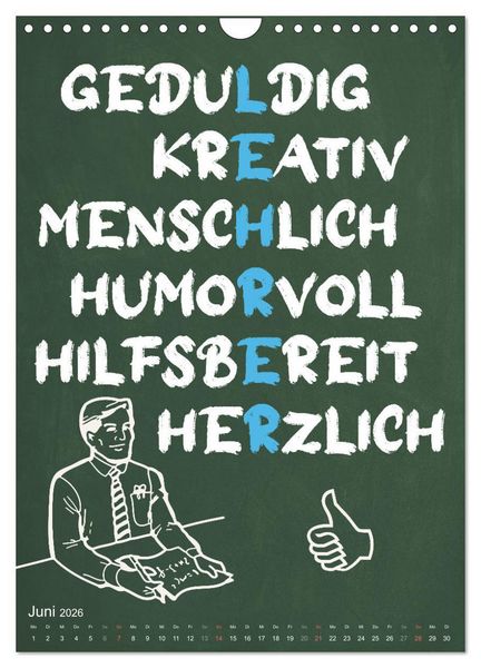 Produktbild: Coole Lehrerspr&uuml;che (Wandkalender 2026 DIN A4 hoch), CALVENDO Monatskalender