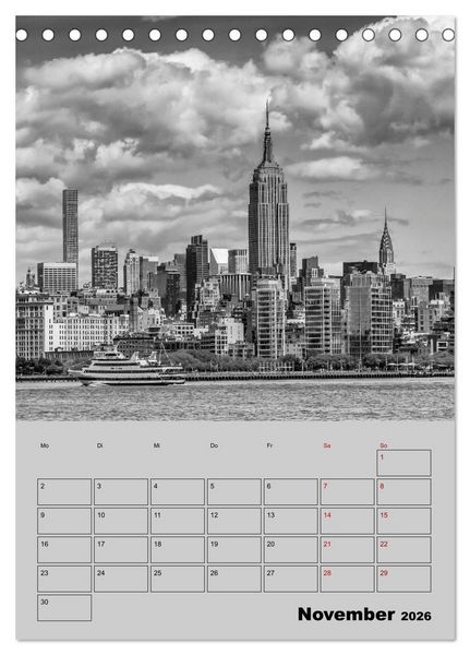 Produktbild: NEW YORK CITY Monochrome Stadtansichten (Tischkalender 2026 DIN A5 hoch), CALVENDO Monatskalender