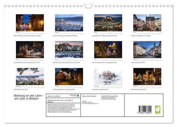 Produktbild: Marburg an der Lahn - ein Jahr in Bildern (Wandkalender 2026 DIN A3 quer), CALVENDO Monatskalender