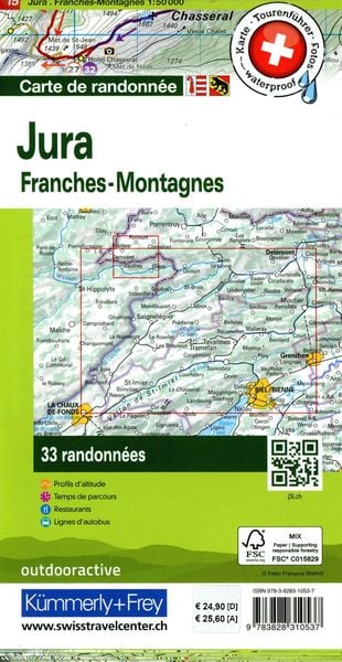 Produktbild: K&uuml;mmerly+Frey Wandertourenkarte 15 Jura 1:50.000