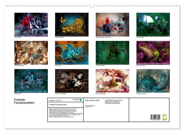 Produktbild: Fraktale Fantasiewelten (Wandkalender 2026 DIN A2 quer), CALVENDO Monatskalender