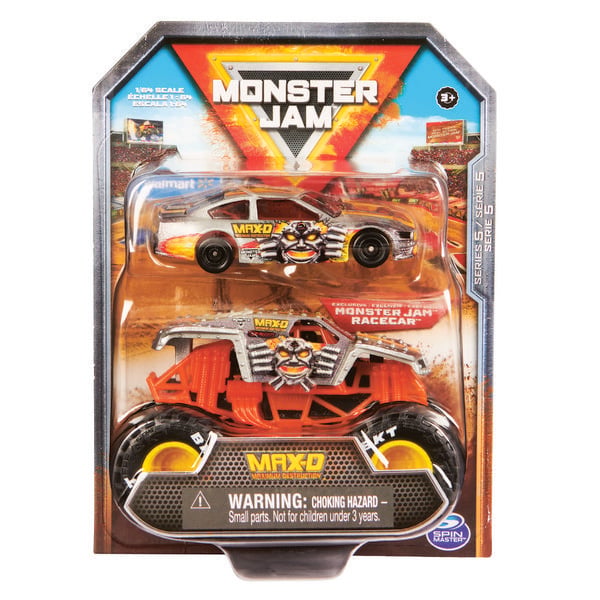 Produktbild: Monster Jam, Truck und Rennauto in einem Set, Ma&szlig;stab 1:64