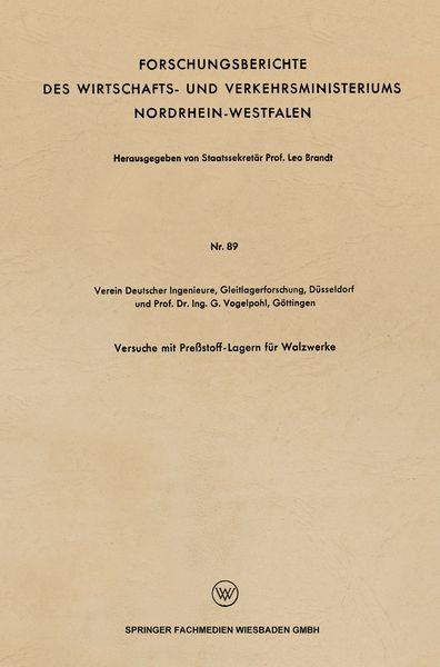 Produktbild: Versuche mit Pre&szlig;stoff-Lagern f&uuml;r Walzwerke