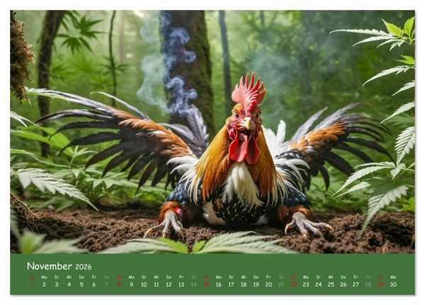 Produktbild: Tiere auf Gras - Der verr&uuml;ckte Cannabis-Kalender voller bekiffter Tiere (Tischkalender 2026 DIN A5 quer), CALVENDO Monatskalender