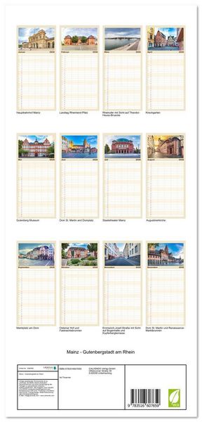 Produktbild: Familienplaner 2026 - Mainz - Gutenbergstadt am Rhein mit 5 Spalten (Wandkalender, 21 x 45 cm) CALVENDO
