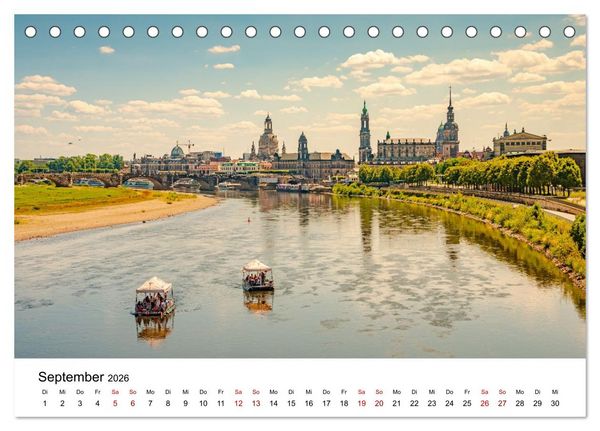 Produktbild: Dresden, Pure Eleganz an der Elbe (Tischkalender 2026 DIN A5 quer), CALVENDO Monatskalender