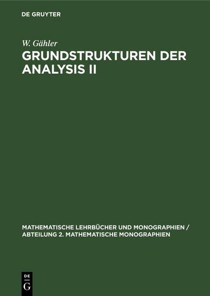 Produktbild: Grundstrukturen der Analysis II