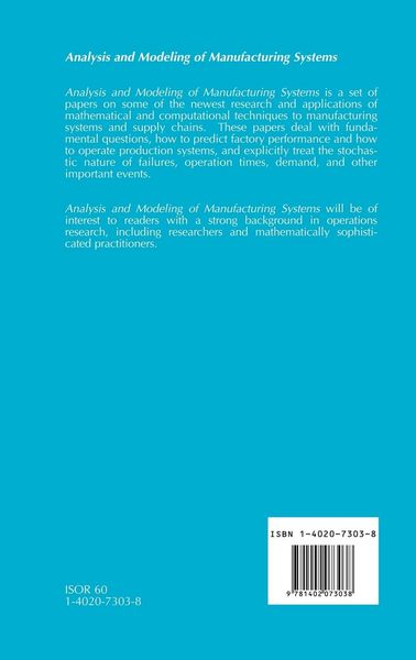 Produktbild: Analysis and Modeling of Manufacturing Systems