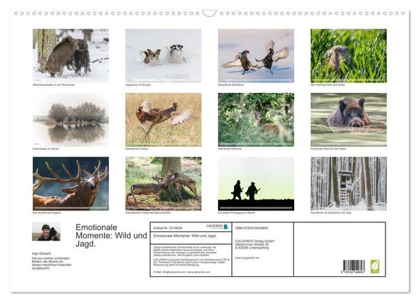 Produktbild: Emotionale Momente: Wild und Jagd. (Wandkalender 2026 DIN A2 quer), CALVENDO Monatskalender