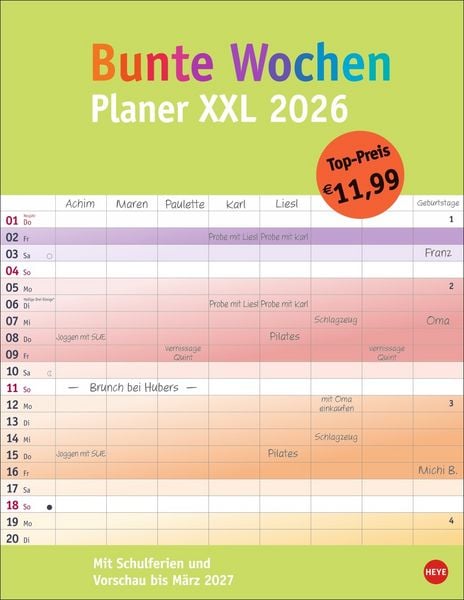 Produktbild: Bunte Wochen Planer XXL 2026