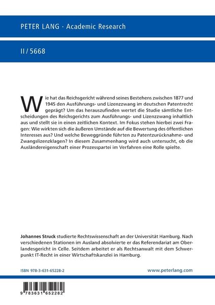 Produktbild: Der patentrechtliche Ausf&uuml;hrungs- und Lizenzzwang in der Rechtsprechung des Reichsgerichts