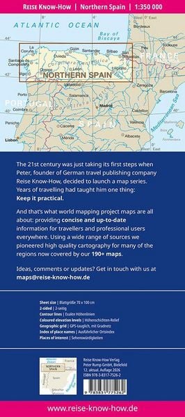 Produktbild: Reise Know-How Landkarte Nordspanien mit Jakobsweg | Northern Spain and Way of St. James (1:350.000)