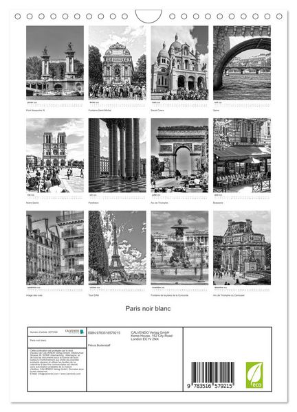 Produktbild: Paris noir blanc (Calendrier mural 2026 DIN A4 horizontal), CALVENDO calendrier mensuel