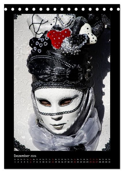 Produktbild: Venezianische Masken HALLia VENEZia Schw&auml;bisch Hall (Tischkalender 2026 DIN A5 hoch), CALVENDO Monatskalender
