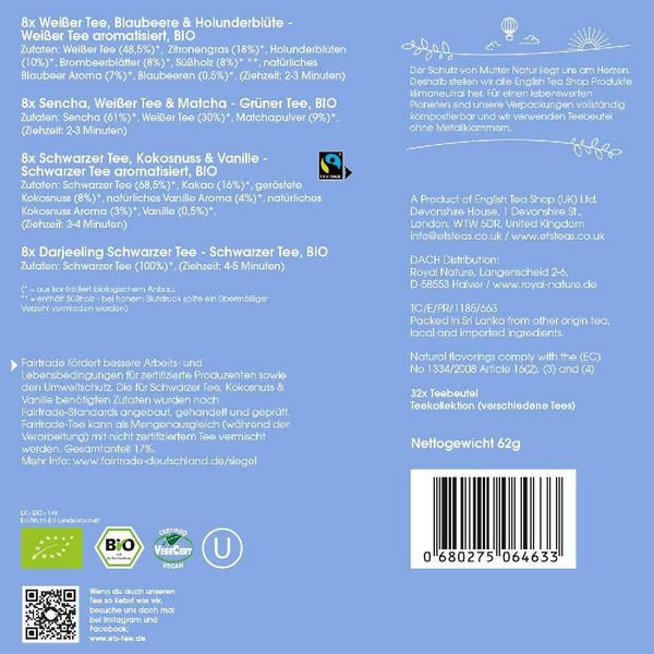 Produktbild: BIO Tee Kollektion "Special Moments", Teeset Geschenk f&uuml;r besondere Anl&auml;sse, 4 Sorten, 32 Teebeutel