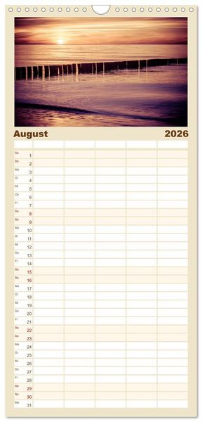 Produktbild: Familienplaner 2026 - Ostseebad Warnem&uuml;nde mit 5 Spalten (Wandkalender, 21 x 45 cm) CALVENDO