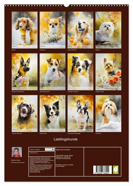 Produktbild: Lieblingshunde (hochwertiger Premium Wandkalender 2026 DIN A2 hoch), Kunstdruck in Hochglanz
