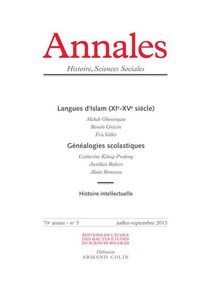Produktbild: Annales histoire sciences sociales 3 2015 vol. 70