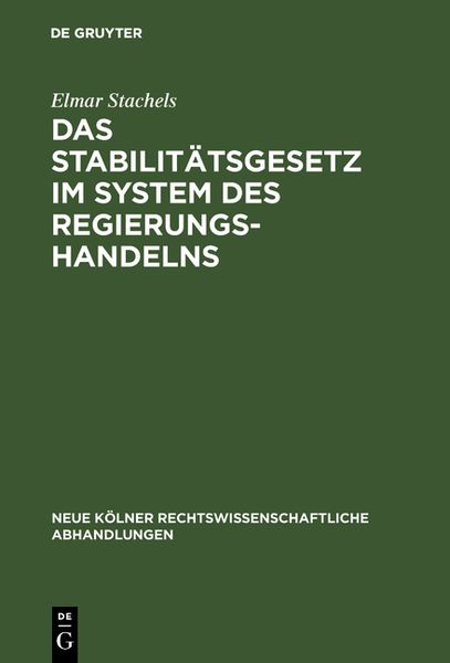 Produktbild: Das Stabilit&auml;tsgesetz im System des Regierungshandelns
