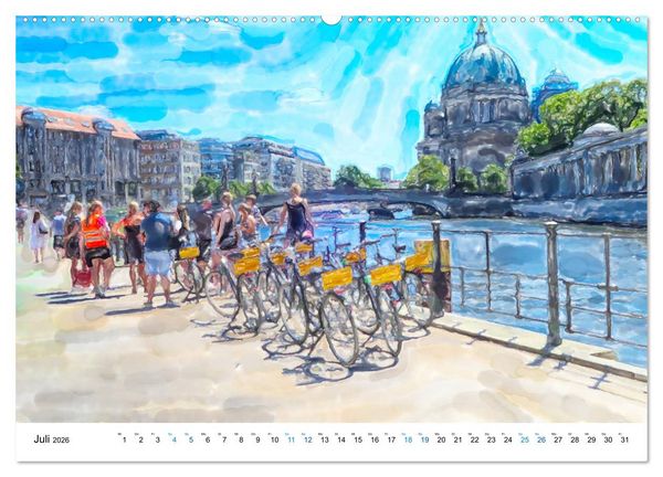 Produktbild: Berlin - Stadtansichten im Aquarell-Design (hochwertiger Premium Wandkalender 2026 DIN A2 quer), Kunstdruck in Hochglanz