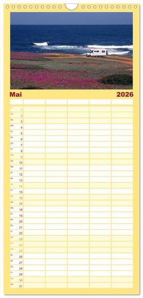 Produktbild: Familienplaner 2026 - Wohnmobil-Reisen mit 5 Spalten (Wandkalender, 21 x 45 cm) CALVENDO