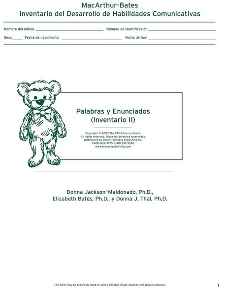 Produktbild: MacArthur Inventario del Desarrollo de Habilidades Comunicativas (Inventario)