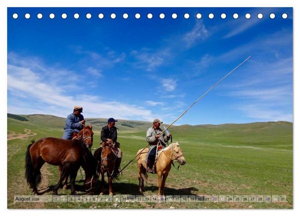 Produktbild: Pferde und Reiter der Mongolei (Tischkalender 2026 DIN A5 quer), CALVENDO Monatskalender