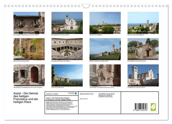 Produktbild: Assisi - Die Heimat des heiligen Franziskus und der heiligen Klara (Wandkalender 2026 DIN A3 quer), CALVENDO Monatskalender