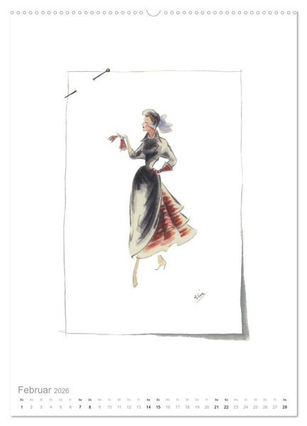 Produktbild: FIGURINEN 2026 - Modedesign von 1949 - Zeichnungen von Elina Ruffinengo (hochwertiger Premium Wandkalender 2026 DIN A2 hoch), Kunstdruck in Hochglanz
