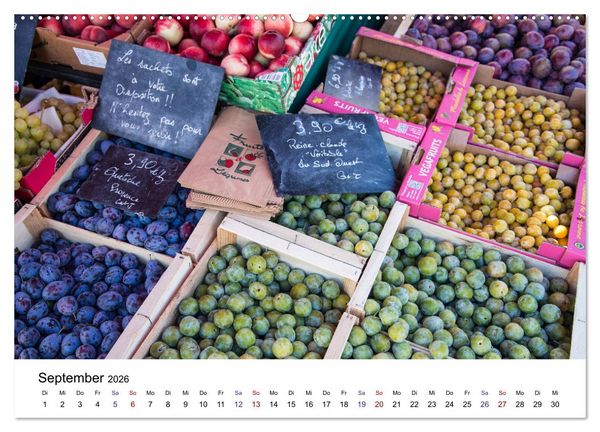 Produktbild: March&eacute; hebdomadaire - Ein Rundgang &uuml;ber einen franz&ouml;sischen Wochenmarkt (Wandkalender 2026 DIN A2 quer), CALVENDO Monatskalender