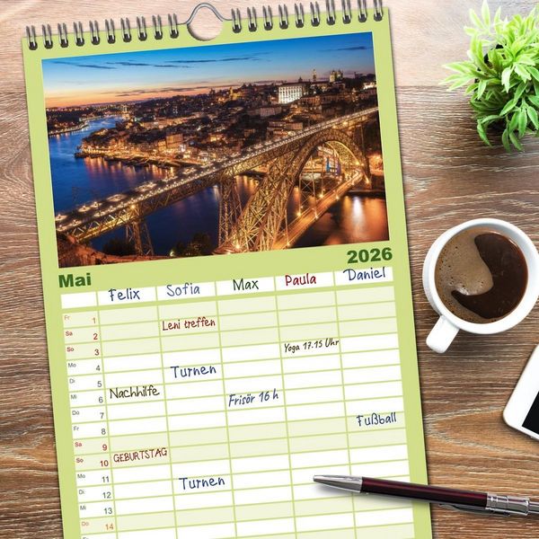 Produktbild: Familienplaner 2026 - Portugal - Von Porto bis zur Algarve mit 5 Spalten (Wandkalender, 21 x 45 cm) CALVENDO