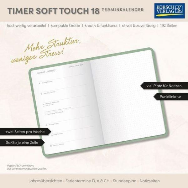 Produktbild: Timer Soft Touch 18 Monate jade 2027/2028
