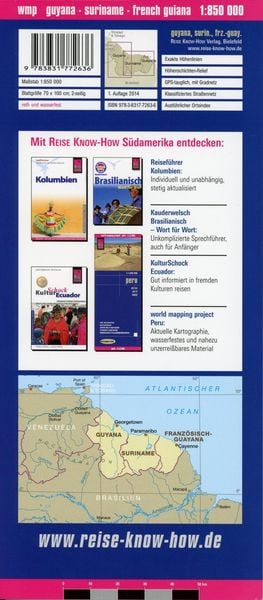 Produktbild: Reise Know-How Landkarte Guyana, Suriname, Franz&ouml;sisch-Guayana (1:850.000)