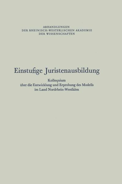 Produktbild: Einstufige Juristenausbildung