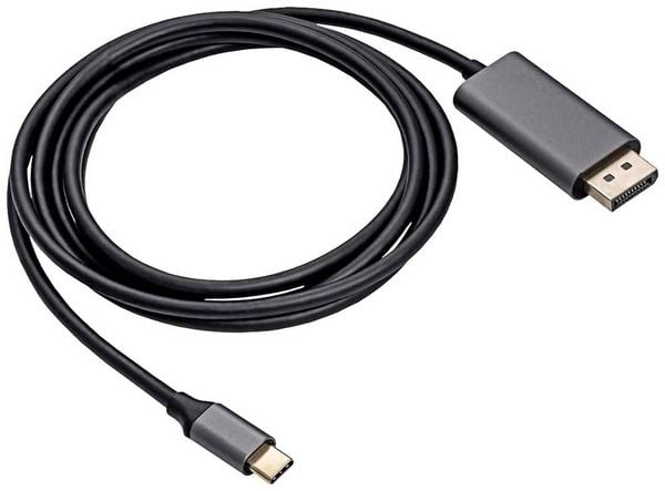Produktbild: Akyga Anschlusskabel USB-C&reg; Stecker, DisplayPort Stecker 1.80 m Schwarz AK-AV-16 USB-C&reg; Kabel