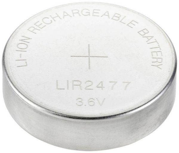 Produktbild: VOLTCRAFT Knopfzellen-Akku LIR2477 Lithium 180 mAh 3.6V 1St.